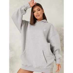 Playboy x Missguided gray oversized hoodie dress